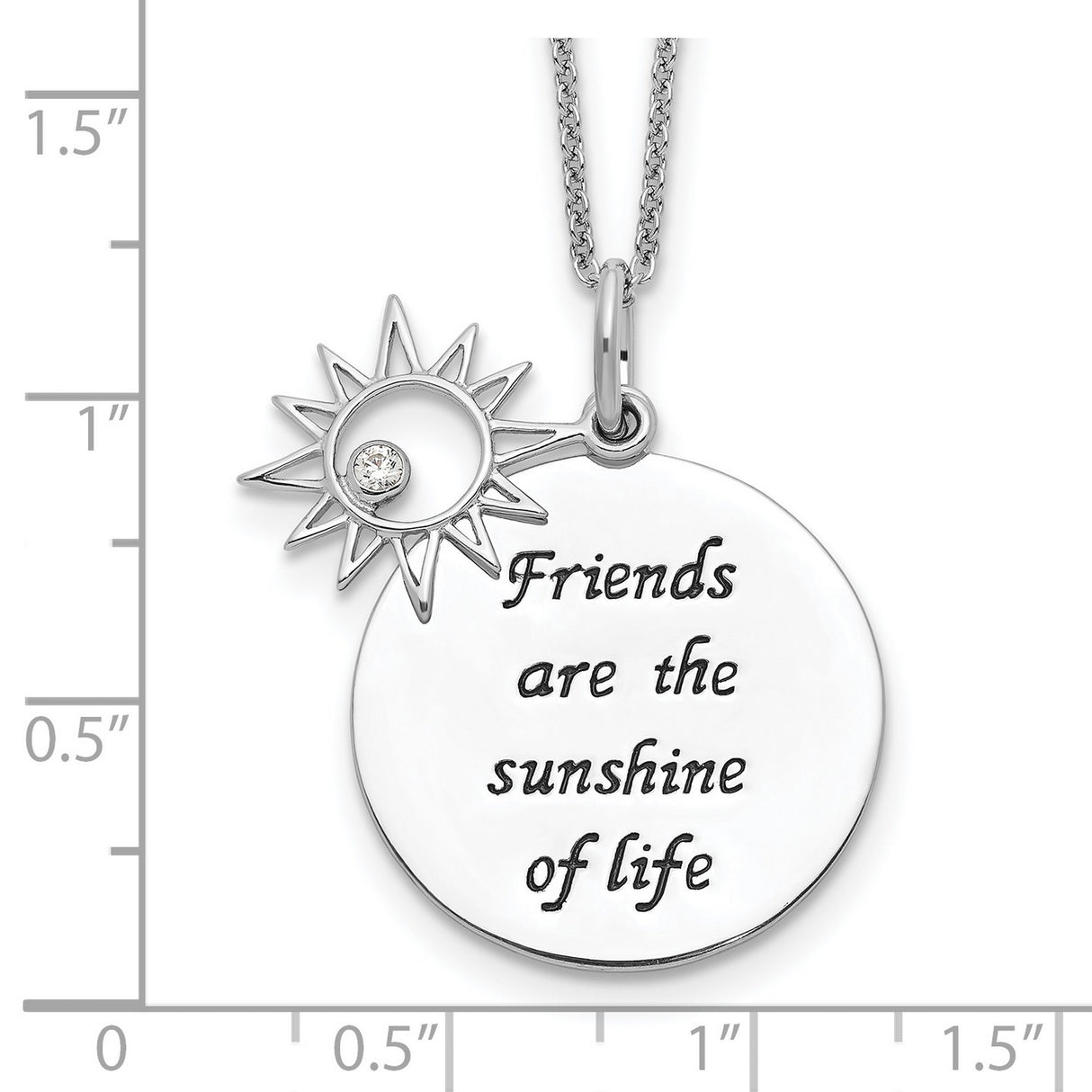 Friends Are The Sunshine Of Life Words And Sun Necklace Charm Pendant in Real 925 Sterling Silver