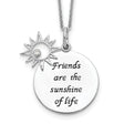 Friends Are The Sunshine Of Life Words And Sun Necklace Charm Pendant in Real 925 Sterling Silver