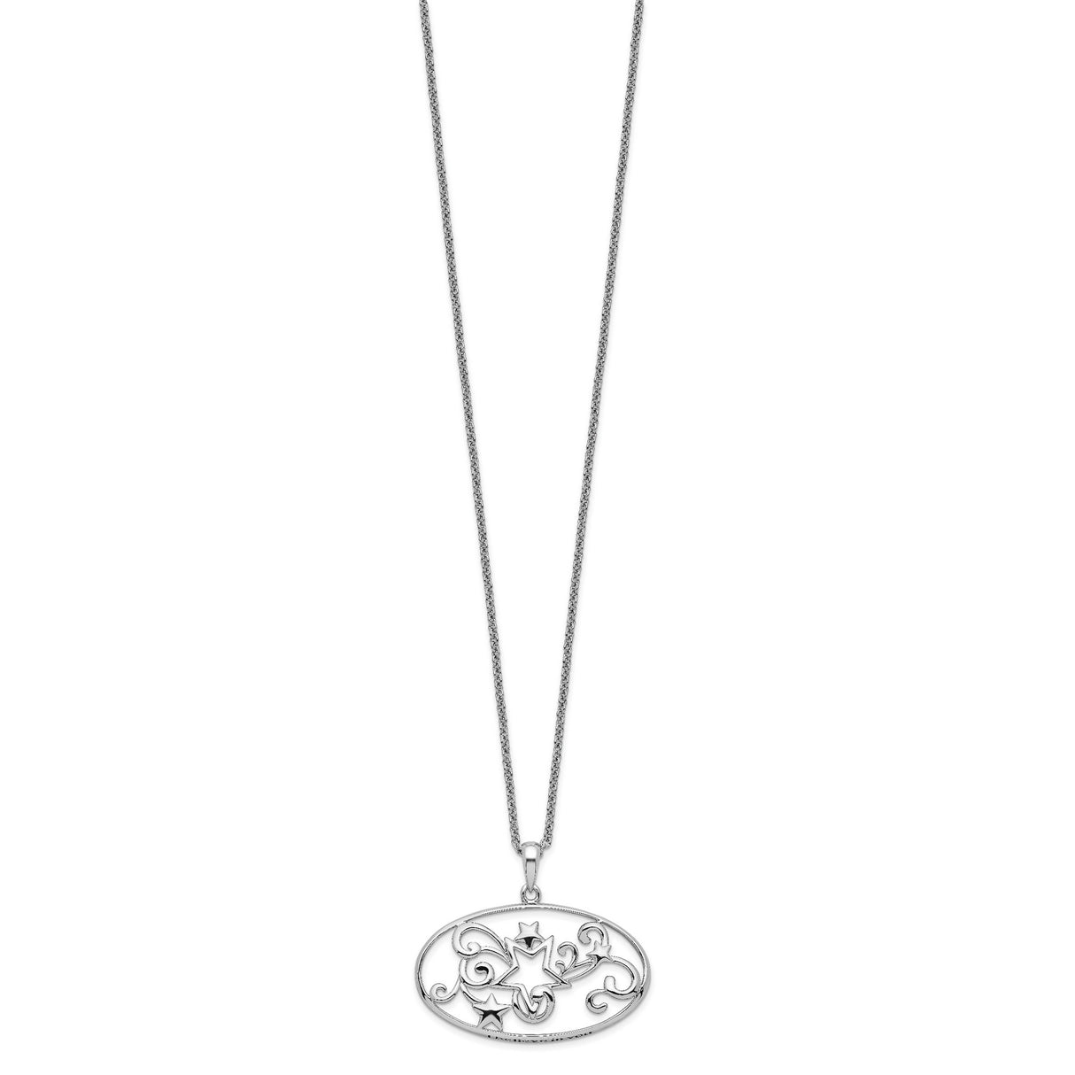 Antiqued I Believe In You 18in Star Necklace Charm Pendant in Real 925 Sterling Silver