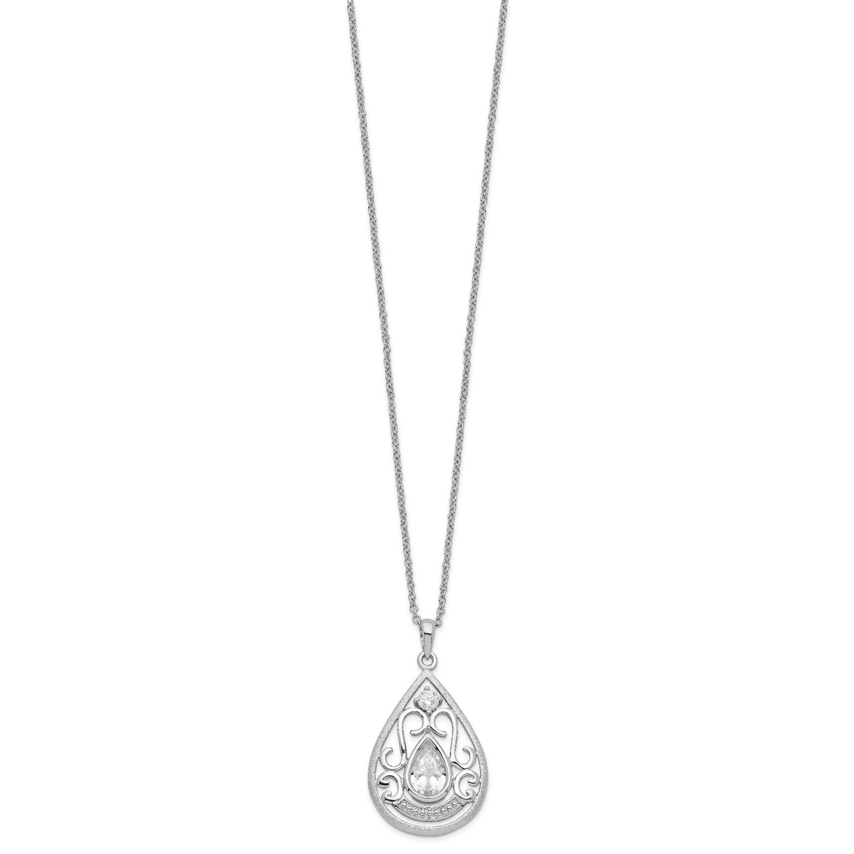 CZ In Loving Memory 18in Necklace Charm Pendant in Real 925 Sterling Silver