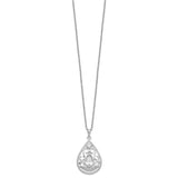 CZ In Loving Memory 18in Necklace Charm Pendant in Real 925 Sterling Silver