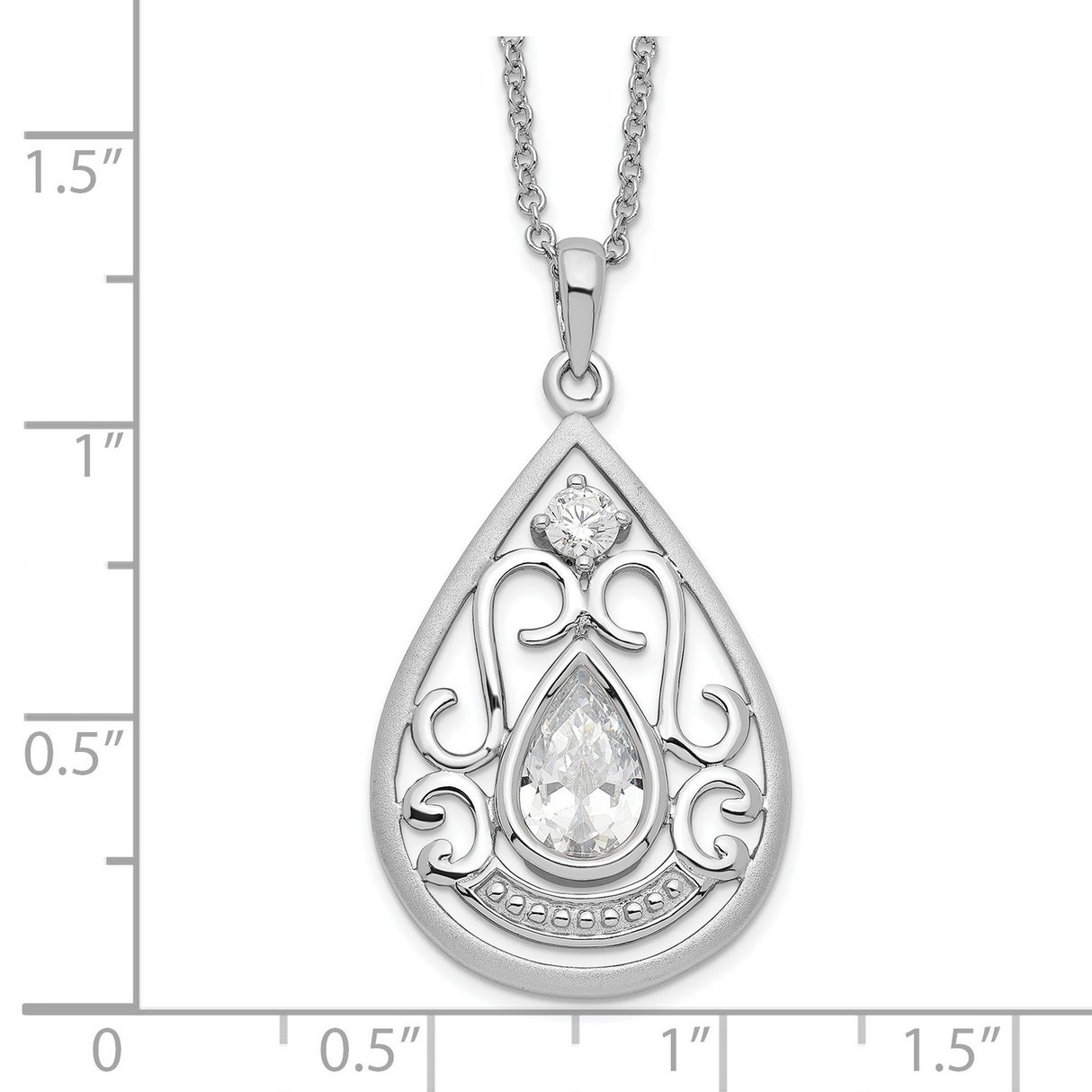 CZ In Loving Memory 18in Necklace Charm Pendant in Real 925 Sterling Silver