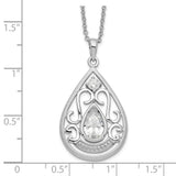 CZ In Loving Memory 18in Necklace Charm Pendant in Real 925 Sterling Silver