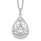 CZ In Loving Memory 18in Necklace Charm Pendant in Real 925 Sterling Silver