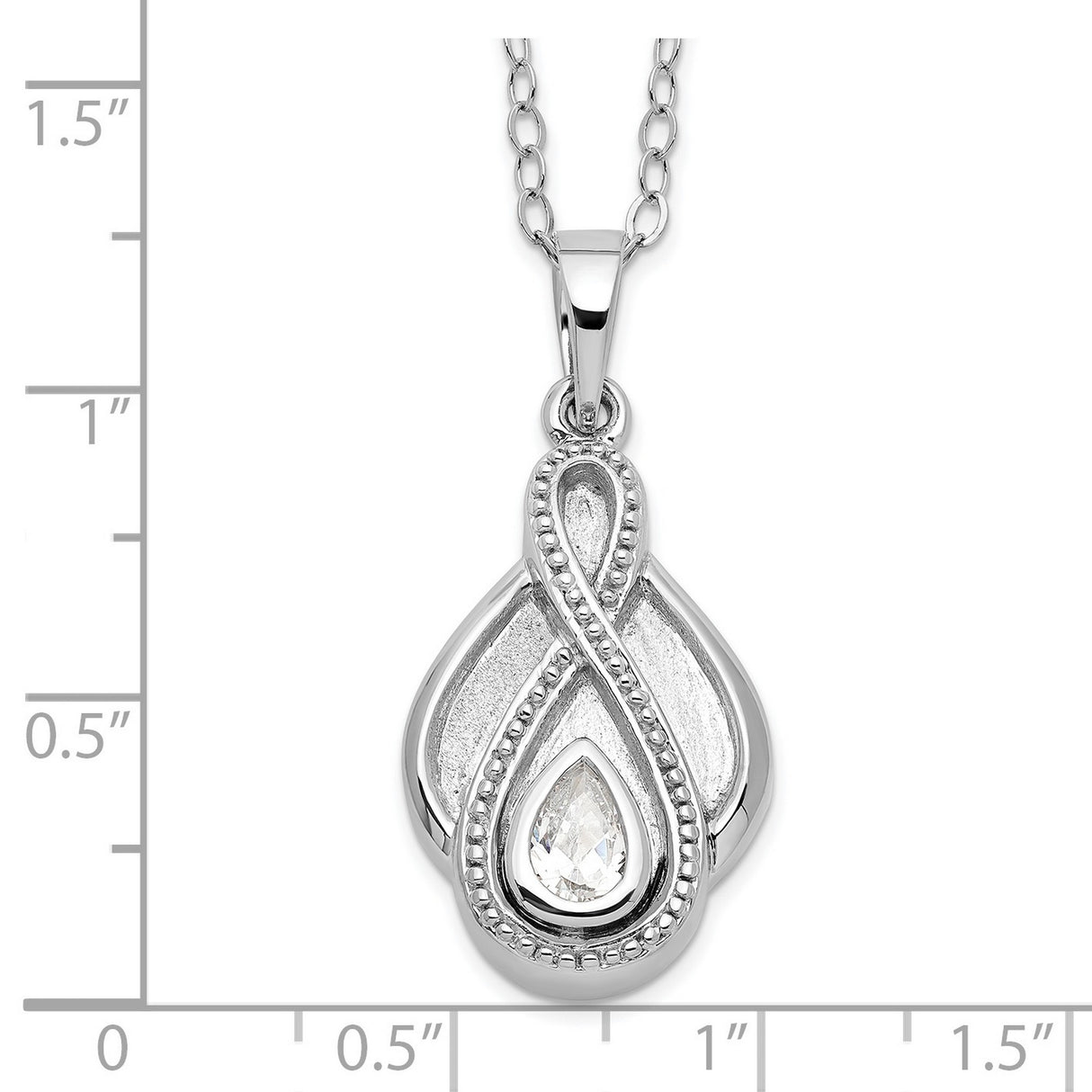 CZ Tear Of Strength Ash Holder 18 Inch Necklace Charm Pendant in Real 925 Sterling Silver