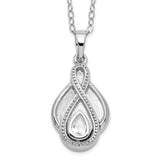 CZ Tear Of Strength Ash Holder 18 Inch Necklace Charm Pendant in Real 925 Sterling Silver