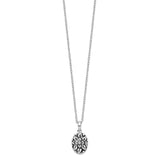 CZ Antiqued Flower Ash Holder 18 Inch Necklace Charm Pendant in Real 925 Sterling Silver