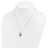 CZ Antiqued Flower Ash Holder 18 Inch Necklace Charm Pendant in Real 925 Sterling Silver