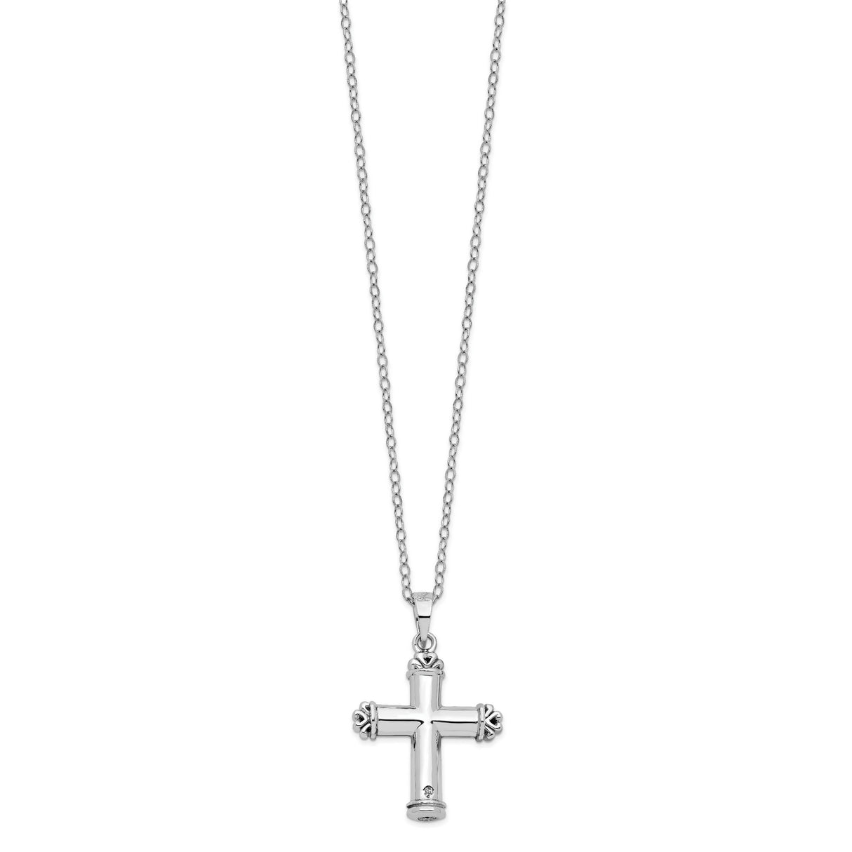 Antiqued Cross Ash Holder 18 Inch Necklace Charm Pendant in Real 925 Sterling Silver