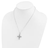 Antiqued Cross Ash Holder 18 Inch Necklace Charm Pendant in Real 925 Sterling Silver