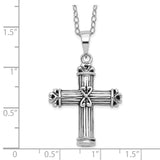Antiqued Cross Ash Holder 18 Inch Necklace Charm Pendant in Real 925 Sterling Silver