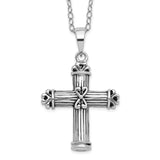 Antiqued Cross Ash Holder 18 Inch Necklace Charm Pendant in Real 925 Sterling Silver