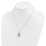 Antiqued Rectangle Box Cross Ash Holder 18 Inch Necklace Charm Pendant in Real 925 Sterling Silver