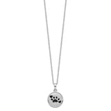 Black Paw Prints And Hearts On Round Ash Holder Necklace Charm Pendant in Real 925 Sterling Silver