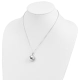 Black Paw Prints And Hearts On Round Ash Holder Necklace Charm Pendant in Real 925 Sterling Silver