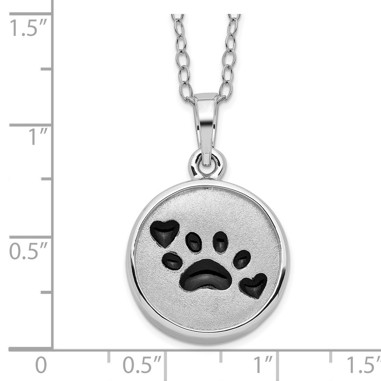 Black Paw Prints And Hearts On Round Ash Holder Necklace Charm Pendant in Real 925 Sterling Silver