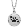 Black Paw Prints And Hearts On Round Ash Holder Necklace Charm Pendant in Real 925 Sterling Silver