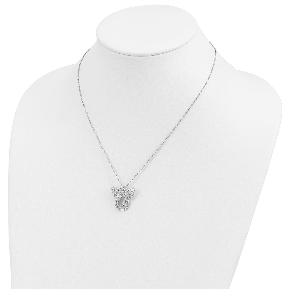 CZ Angel Of Comfort 18in. Necklace Charm Pendant in Real 925 Sterling Silver