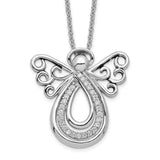 CZ Angel Of Comfort 18in. Necklace Charm Pendant in Real 925 Sterling Silver