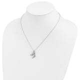 CZ Antiqued Angel Of Joy 18in. Necklace Charm Pendant in Real 925 Sterling Silver