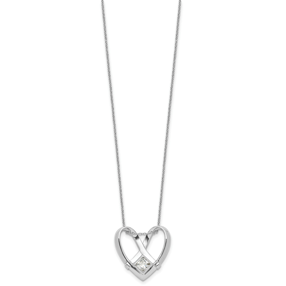 CZ Captivated 18in. Necklace Charm Pendant in Real 925 Sterling Silver