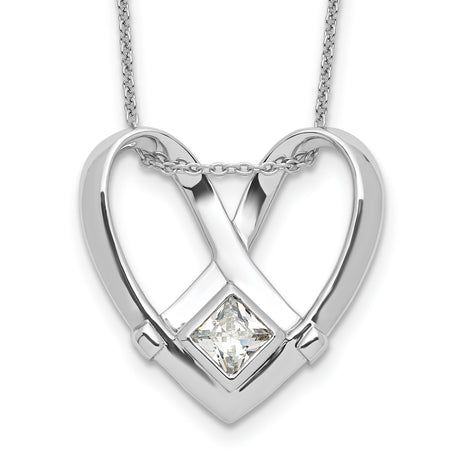 CZ Captivated 18in. Necklace Charm Pendant in Real 925 Sterling Silver