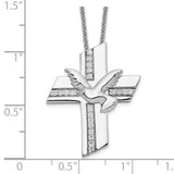 Confirmation Blessings Cross with Flying Dove Necklace Charm Pendant in Real 925 Sterling Silver