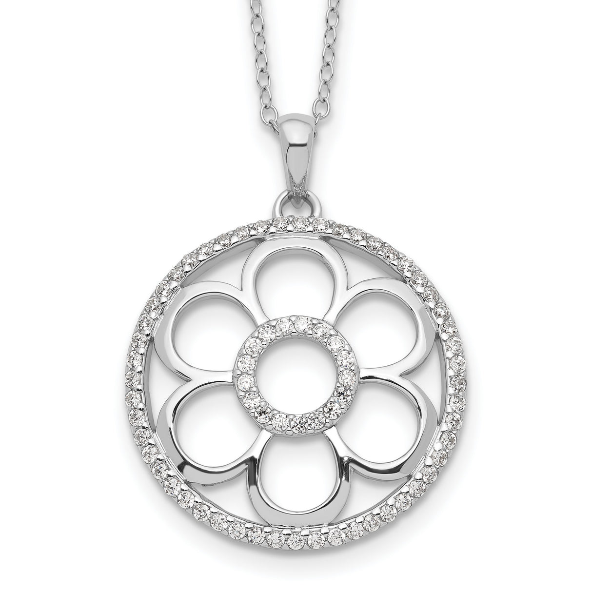 CZ My Special Friend 18in. Necklace Charm Pendant in Real 925 Sterling Silver