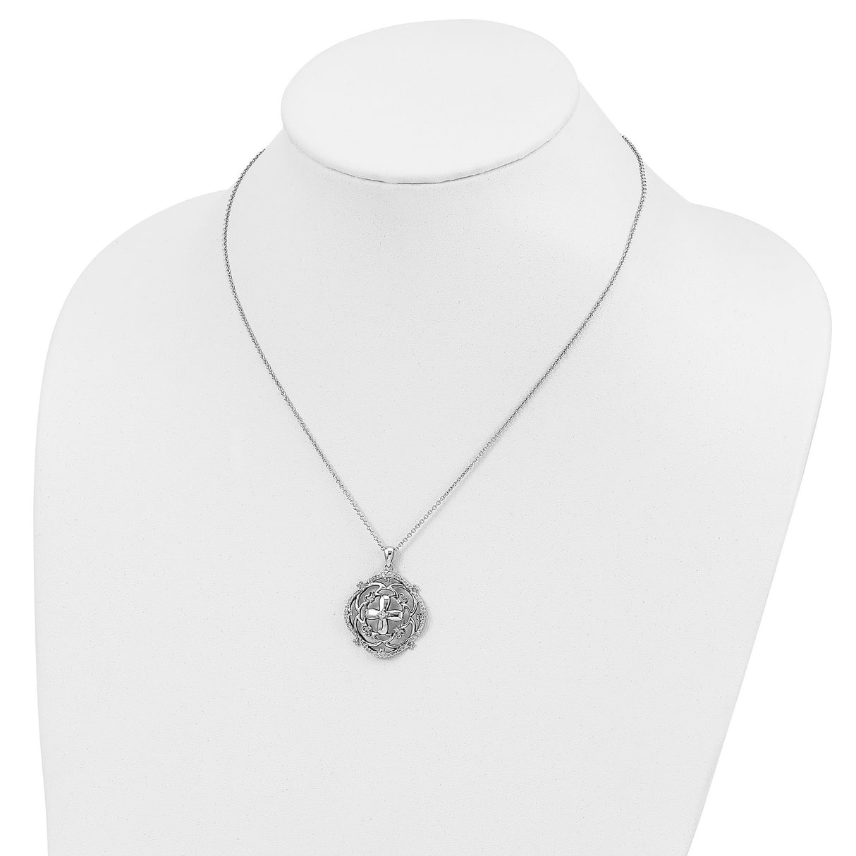 CZ A Time For Miracles 18in. Necklace Charm Pendant in Real 925 Sterling Silver