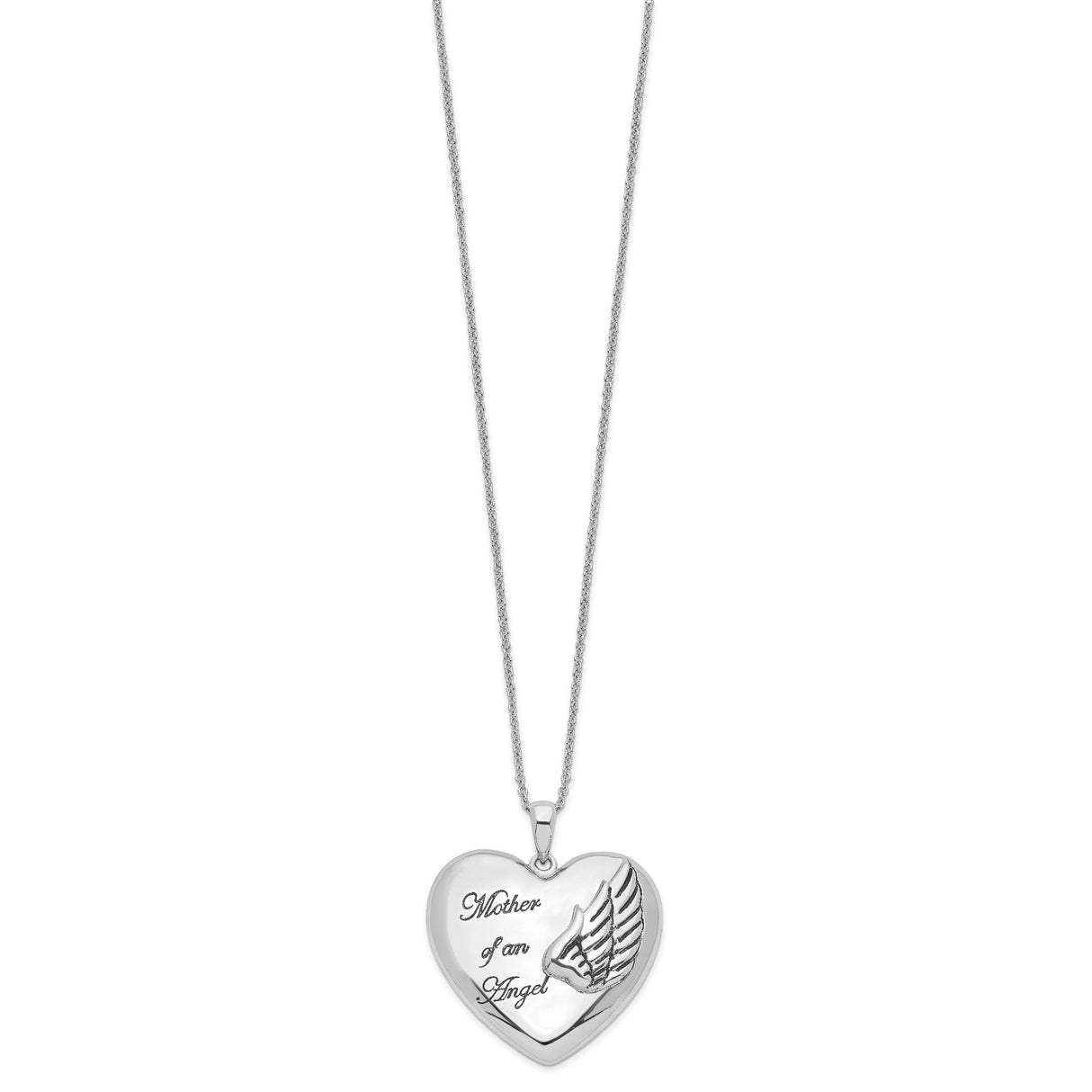 and Antiqued Mother of an Angel 18 Inch Necklace Charm Pendant in Real 925 Sterling Silver