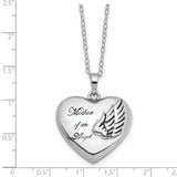 and Antiqued Mother of an Angel Heart Ash Holder 18 Inch Necklace Charm Pendant in Real 925 Sterling Silver
