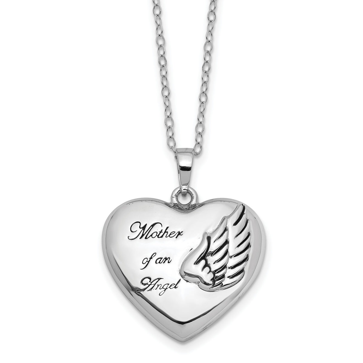 and Antiqued Mother of an Angel Heart Ash Holder 18 Inch Necklace Charm Pendant in Real 925 Sterling Silver