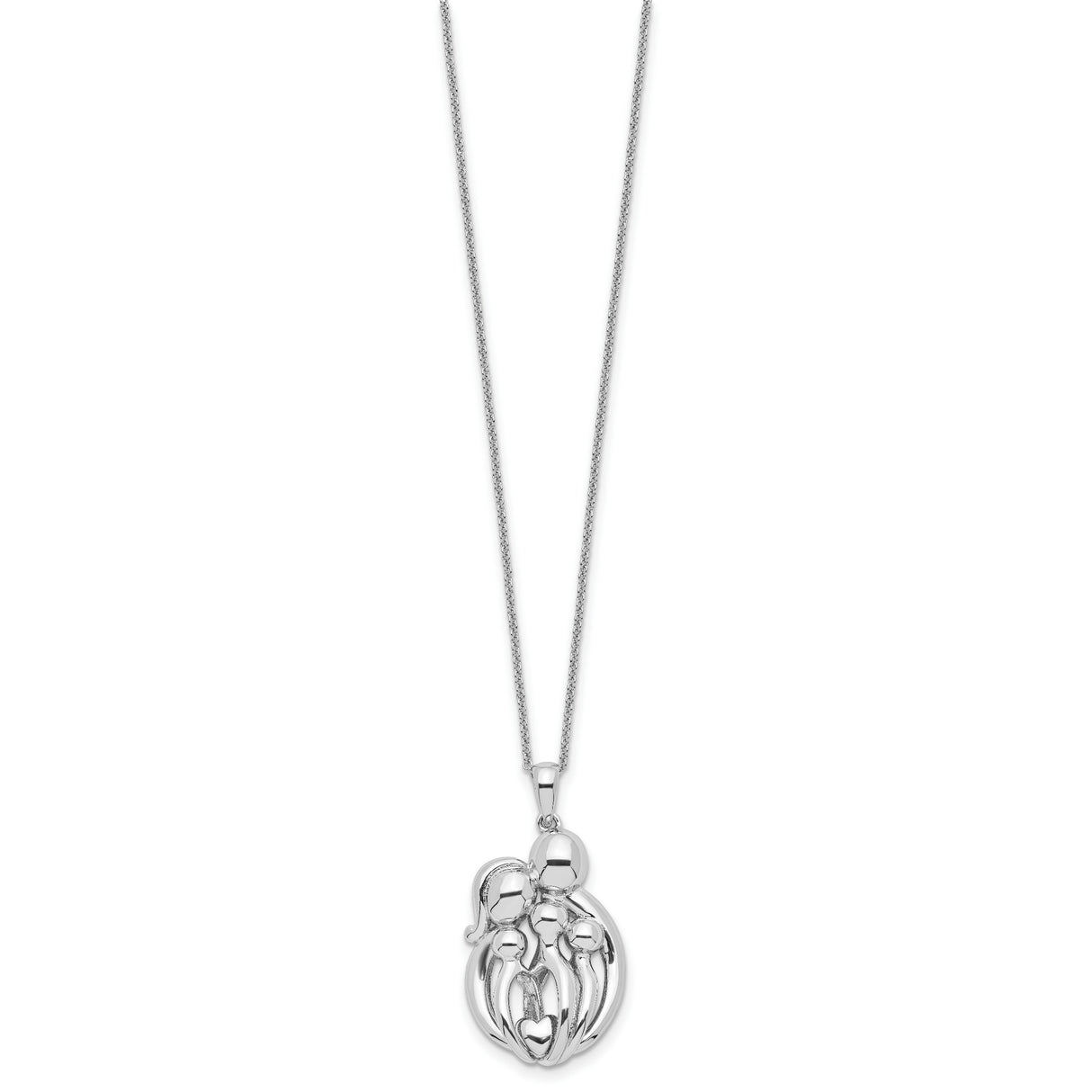 Family of 5 Gathering 18in. Necklace Charm Pendant in Real 925 Sterling Silver
