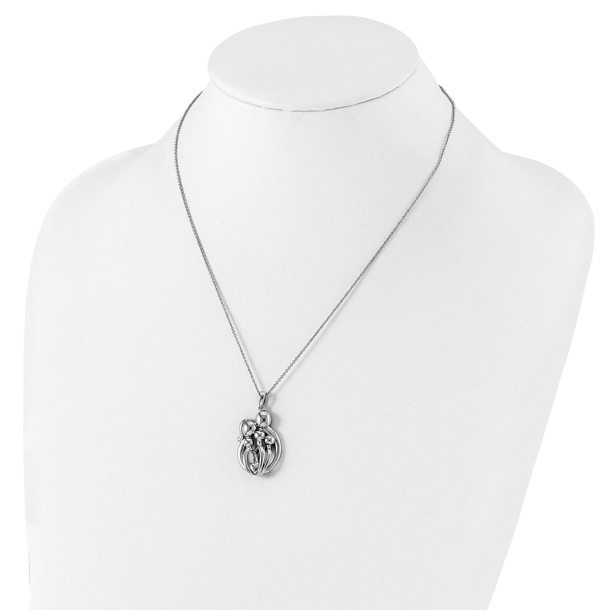 Family of 5 Gathering 18in. Necklace Charm Pendant in Real 925 Sterling Silver