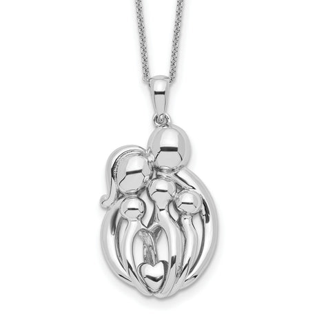 Family of 5 Gathering 18in. Necklace Charm Pendant in Real 925 Sterling Silver