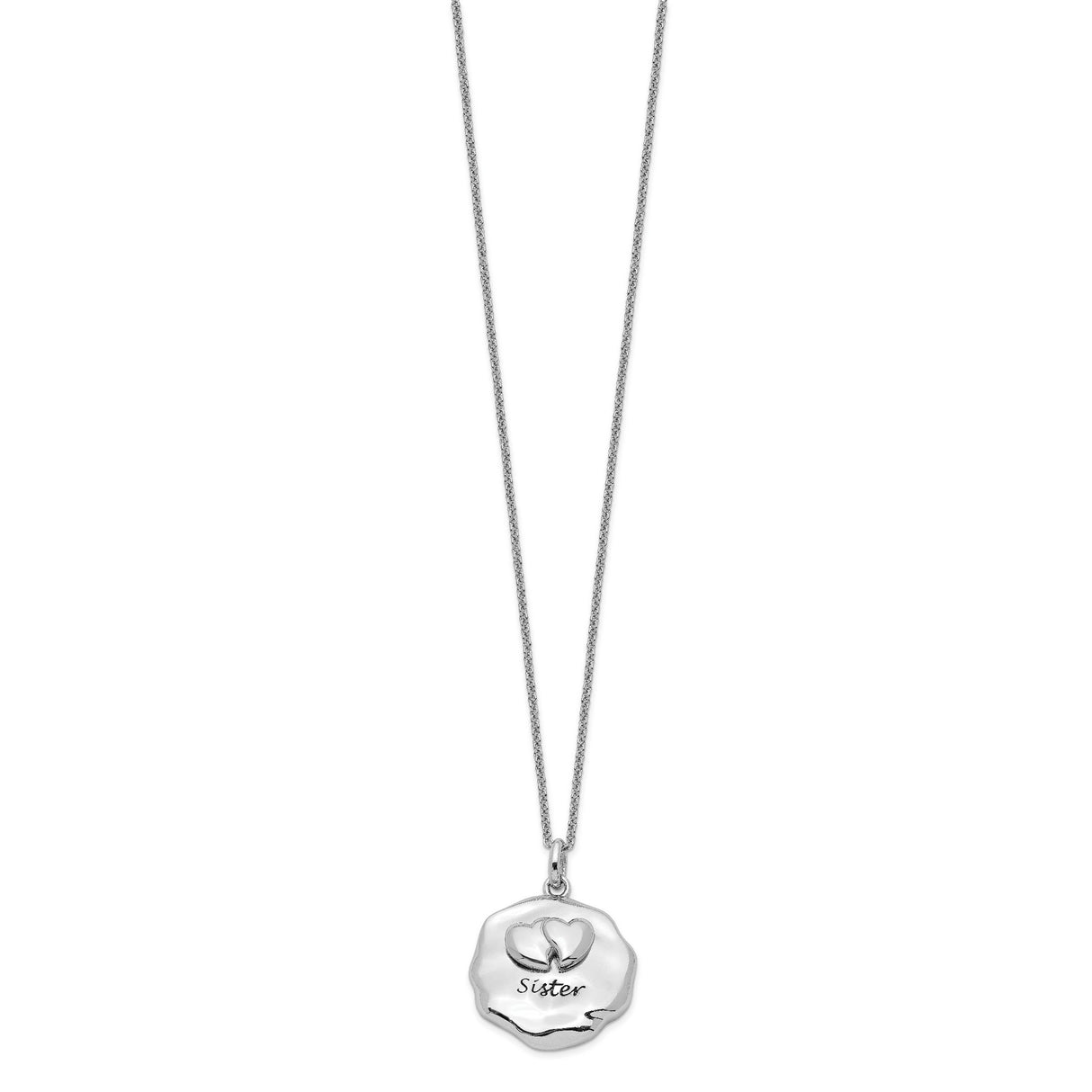 Antiqued For You My Sister 18in. Necklace Charm Pendant in Real 925 Sterling Silver