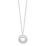 Antiqued CZ I Love You More 18in. Necklace Charm Pendant in Real 925 Sterling Silver