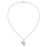 CZ Never Give Up Butterfly 18in. Necklace Charm Pendant in Real 925 Sterling Silver