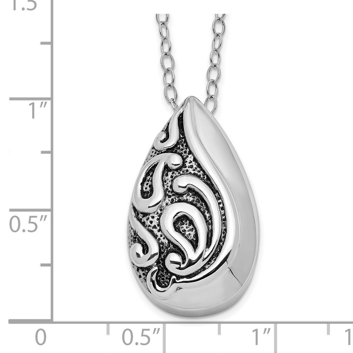 Antiqued Teardrop Ash Holder 18 Inch Necklace Charm Pendant in Real 925 Sterling Silver