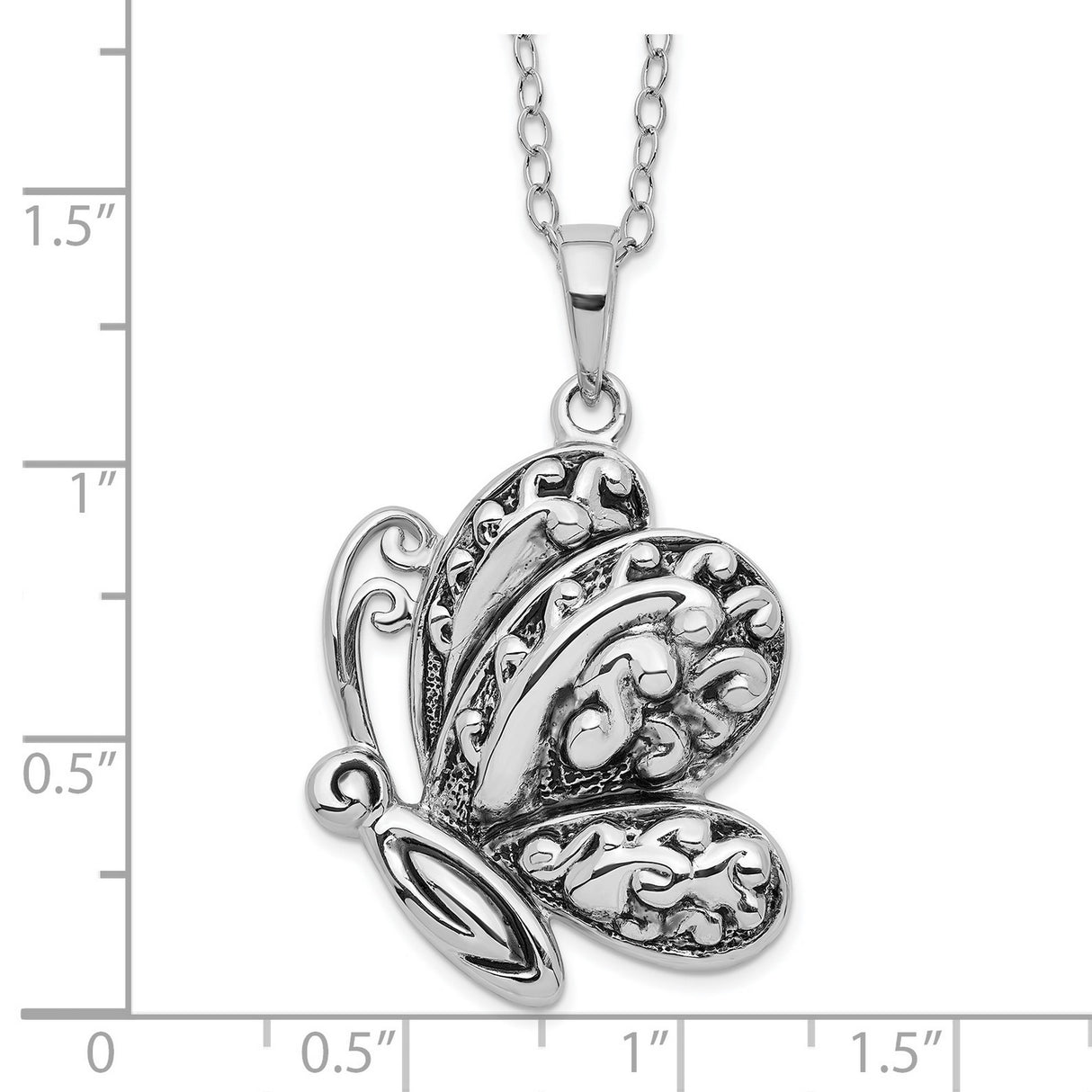 Antiqued Butterfly Ash Holder 18 Inch Necklace Charm Pendant in Real 925 Sterling Silver