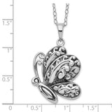 Antiqued Butterfly Ash Holder 18 Inch Necklace Charm Pendant in Real 925 Sterling Silver