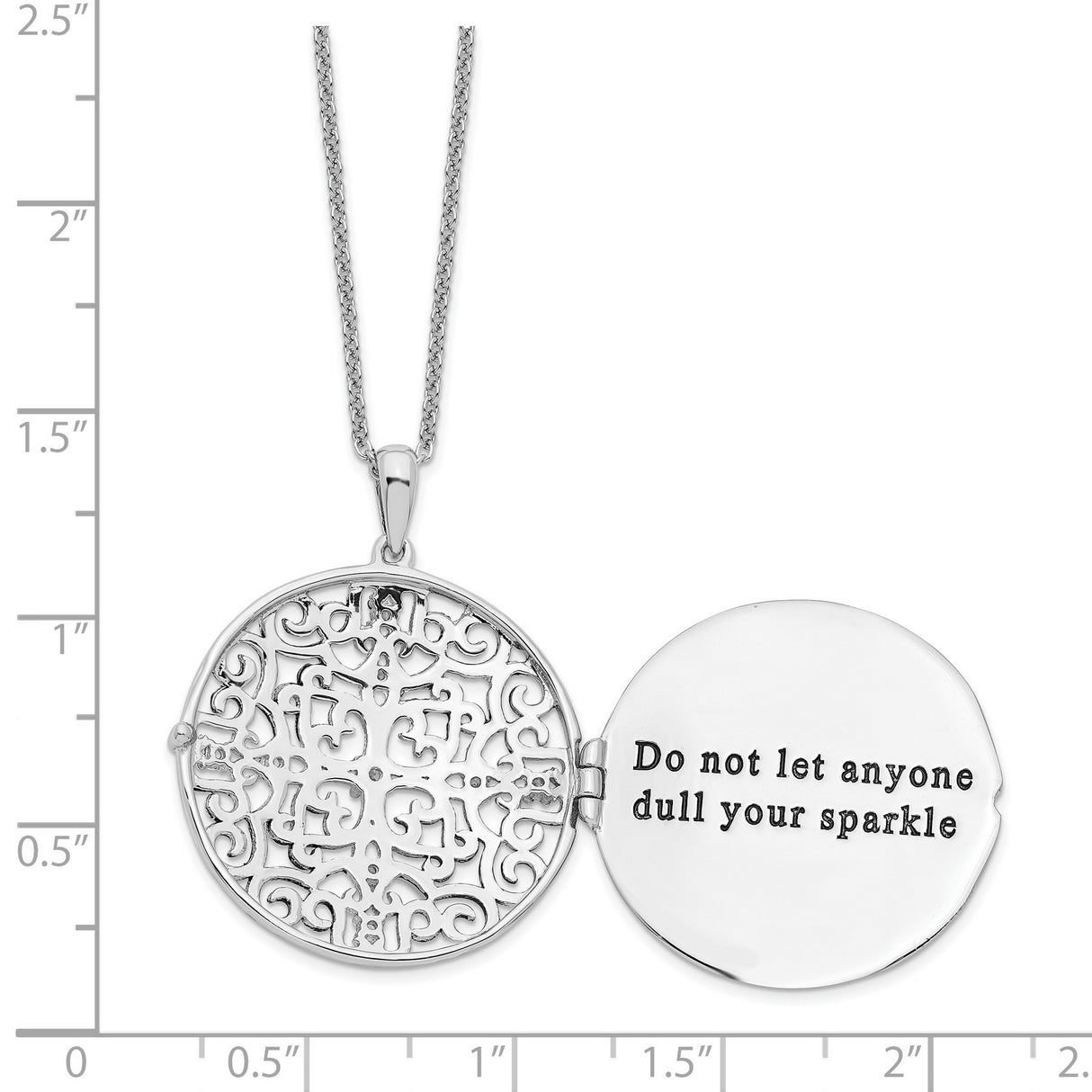 CZ Antiqued Do Not Let Anyone Dull 18in. Necklace Charm Pendant in Real 925 Sterling Silver