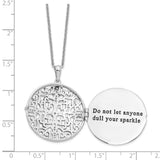 CZ Antiqued Do Not Let Anyone Dull 18in. Necklace Charm Pendant in Real 925 Sterling Silver