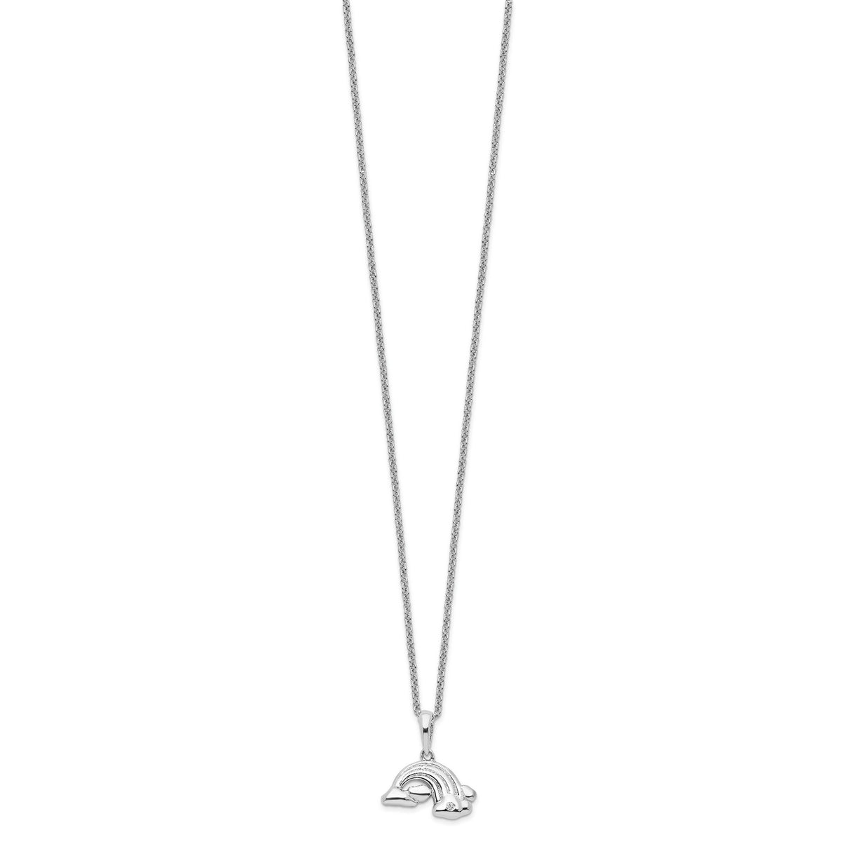 CZ Paint Rainbows 14in. Necklace with 2in. ext Charm Pendant in Real 925 Sterling Silver