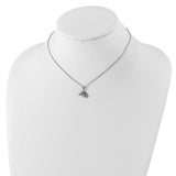CZ Paint Rainbows 14in. Necklace with 2in. ext Charm Pendant in Real 925 Sterling Silver