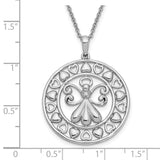 CZ Angels On Assignment 18in. Necklace Charm Pendant in Real 925 Sterling Silver