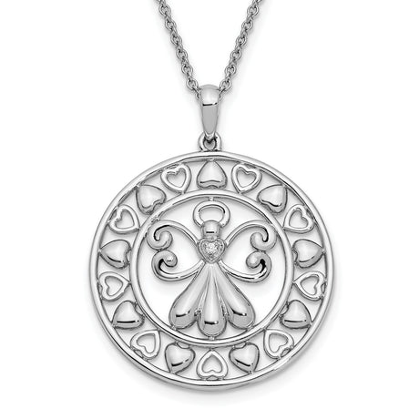 CZ Angels On Assignment 18in. Necklace Charm Pendant in Real 925 Sterling Silver