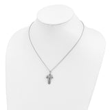 Sterling Silver Cross Pendant with Cubic Zirconia, Antique Finish Religious Charm