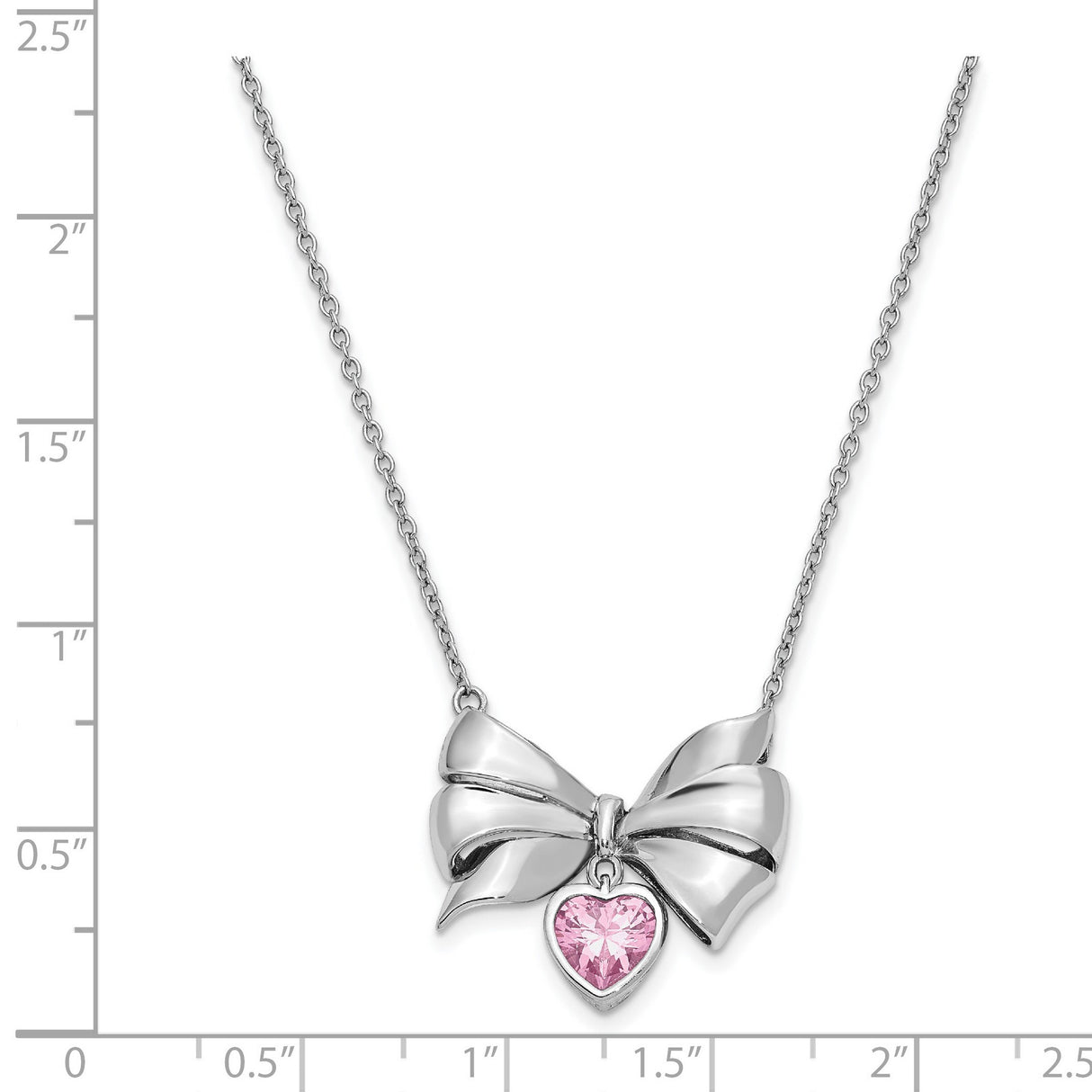 Antiqued Pink CZ Tie The Knot 18in. Necklace Charm Pendant in Real 925 Sterling Silver