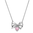 Antiqued Pink CZ Tie The Knot 18in. Necklace Charm Pendant in Real 925 Sterling Silver